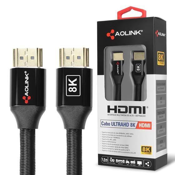 Imagem de Cabo Hdmi 8k Ultra Hd Slim Hdr Dinamico Audio 7.1 48 Gbps Aolink