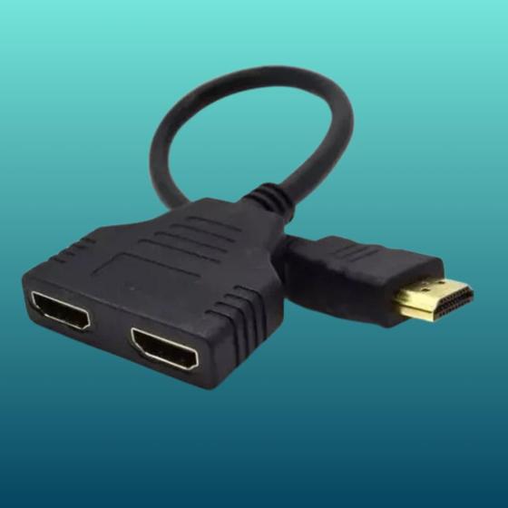 Imagem de Cabo Hdmi Divisor Splitter Duplicador Y 1 Macho Para 2 Fêmea