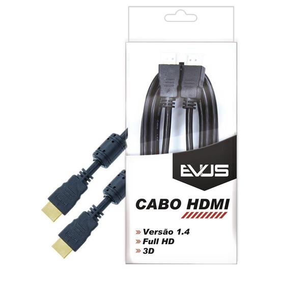 Imagem de Cabo HDMI EVUS com Blister 1.8M Versao 1.4 3D Ouro Macho X Macho Preto Modelo C-001