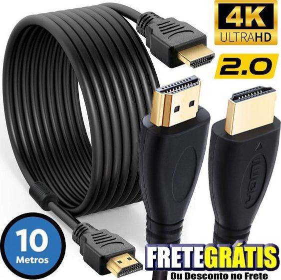 Imagem de Cabo Hdmi Gold 10mts 2.0 Hd 4k Filtro Ultra Velocidade Blindado Novo Original Tv Lcd Plasma Notebook Projetor Smart Tv