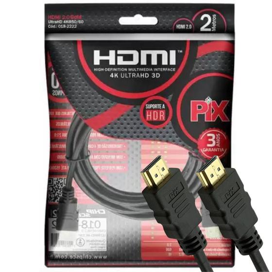 Imagem de Cabo Hdmi Gold 2 Mts 2.0 4K 2.0 Full Hd 3D Tv Lcd Ps3 Xbox