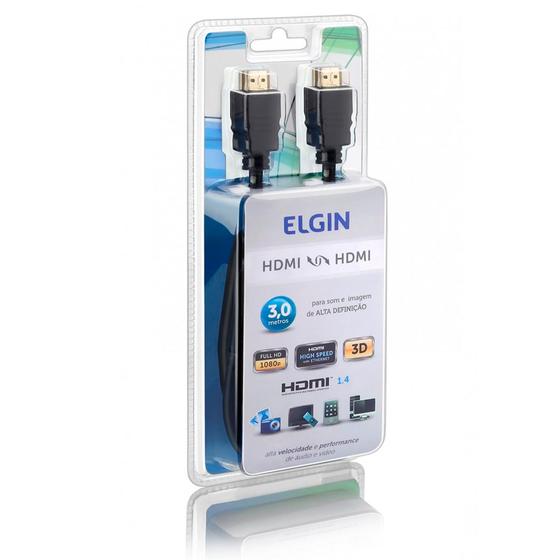 Imagem de Cabo HDMI/HDMI 1.4 3 Metros 1080p com Suporte 3D - Elgin - Elgin