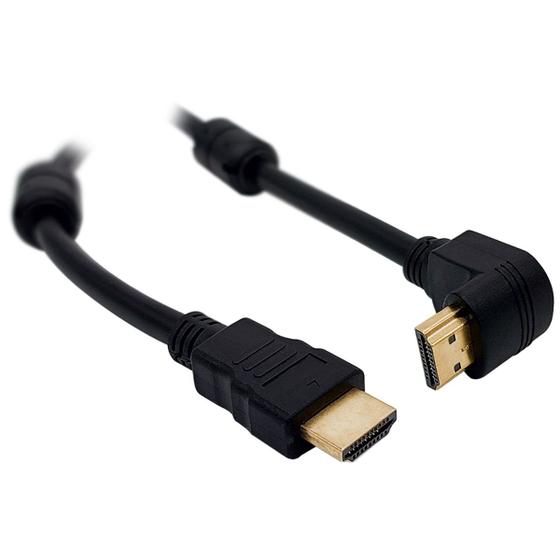 Imagem de Cabo HDMI-HDMI 90 Graus X-Cell, Full HD, C/ Filtro, Emborrachado, 1.4V, 3m, Preto - XC-HDMI-90-B