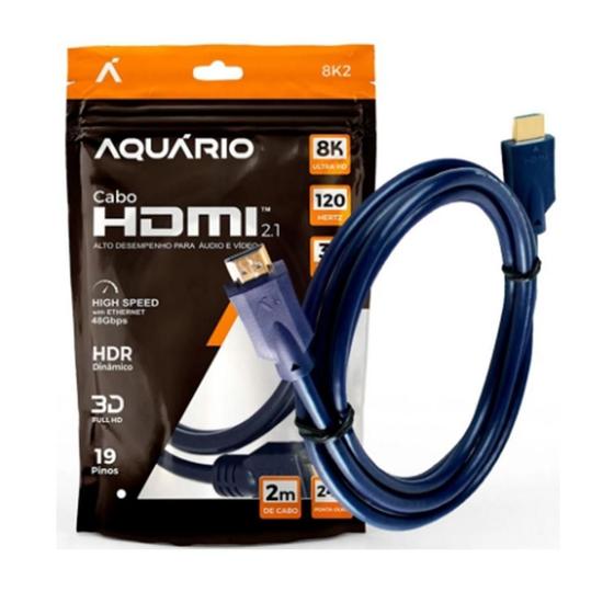 Imagem de Cabo Hdmi Macho X Macho 2.1 8K 19 Pinos Ultra Hd 2,0 Metros