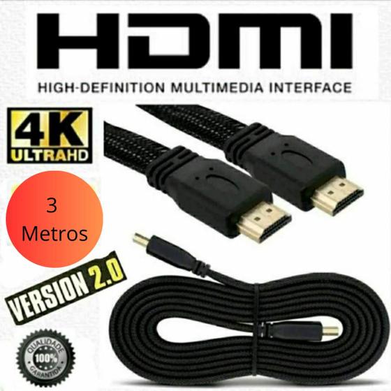 Imagem de Cabo HDMI Nylon 3 Metros Reforçado 4K HDR Alta Qualidade Computador TV