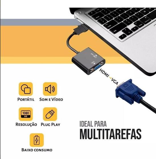 Imagem de Cabo Hdmi Para Vga Com Áudio P2 Conversor Adaptador De Vídeo