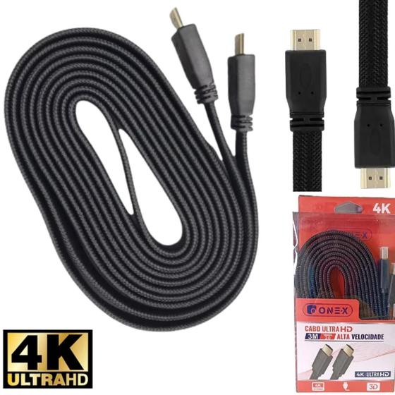 Imagem de Cabo HDMI Ultra HD 3 Metros Alta Qualidade para Filmes e Jogo