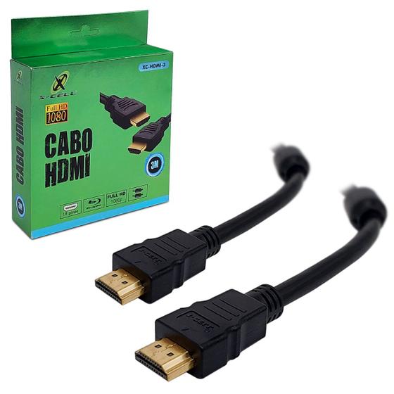 Imagem de Cabo HDMI X-Cell, Full HD, Com Filtro, Emborrachado, 1.4V, 3m, Preto - XC-HDMI-3