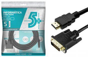 Imagem de Cabo HDMI X DVI-D 24+1 4k 1080p 3D Plug Ouro 5 Metros - Chipsce
