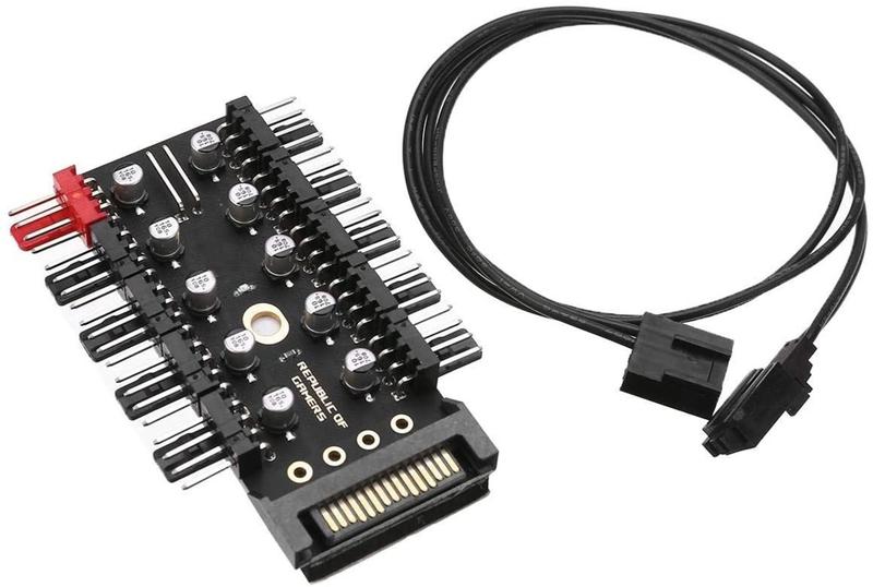 Cabo Hub Multi Fan para 10 Fans Cooler 4 Pinos Pwm CPU FAN conexão SATA