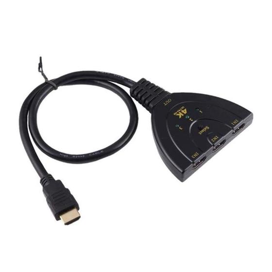 Imagem de Cabo Hub Switch HDMI 3 Portas em 1 4K
