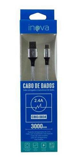 Imagem de Cabo inova 2.4a usb type c 3 metros cbo-5834