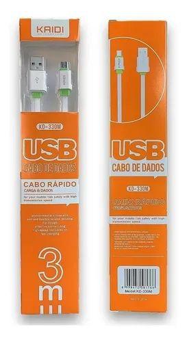Cabo kaidi usb 3 metros carregamento rápido todos os modelos Menor preço em Cabo kaidi usb 3 metros carregamento rápido todos os modelos