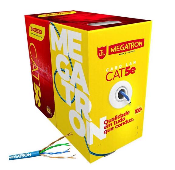 Cabo lan rede cat5e 100% cobre azul anatel megatron 100mt Menor preço em Cabo lan rede cat5e 100% cobre azul anatel megatron 100mt