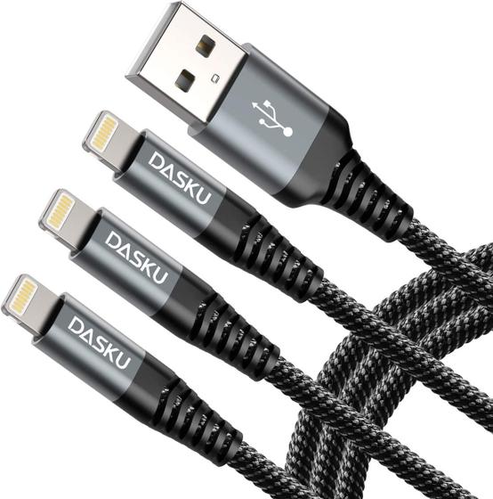 Imagem de Cabo Lightning Dasku (3m) - Compatível com iPhone, iPad e Mais