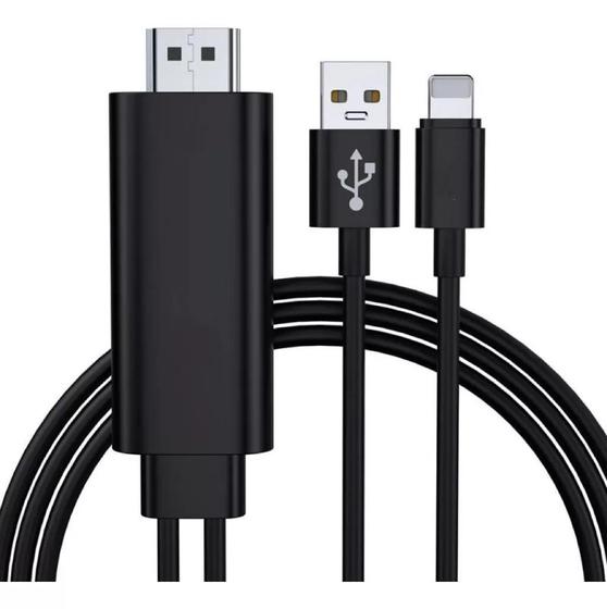 Imagem de Cabo Lightning Hdtv Hdmi Adaptador Para ios Com Usb 2m