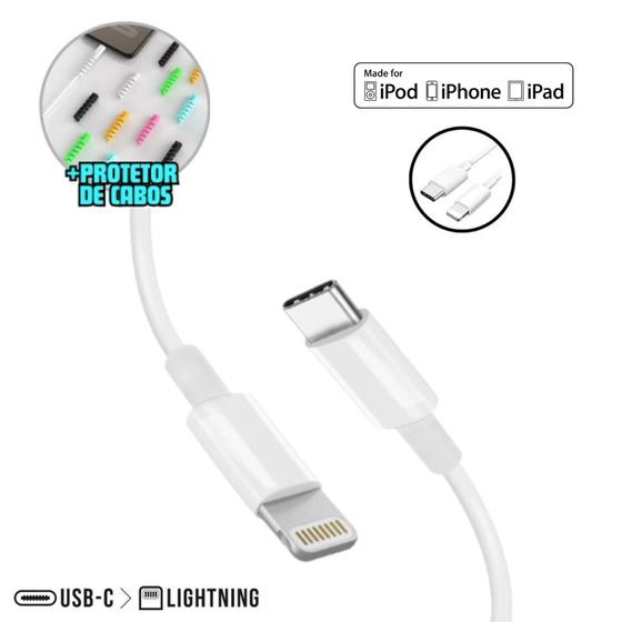 Imagem de Cabo Lightning Usb Tipo C Compativel iPhone 8 X 11 12 13 14 Carregador Turbo Reforçado