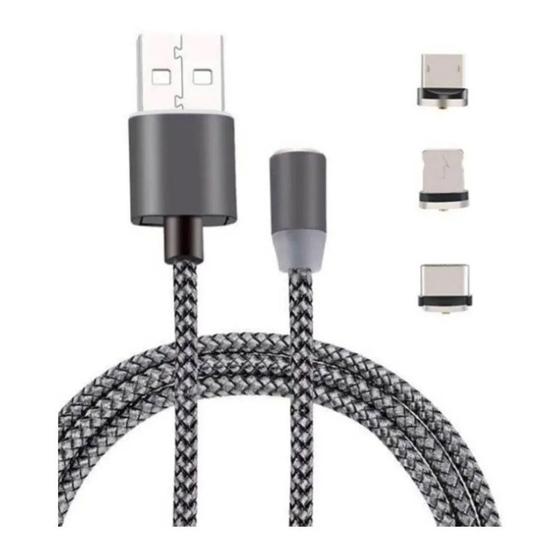 Cabo Magnético Metal 3 em 1 USB Micro Tipo C Lightning Compatível Smartphone Celular Telefone 870 Menor preço em Cabo Magnético Metal 3 em 1 USB Micro Tipo C Lightning Compatível Smartphone Celular Telefone 870