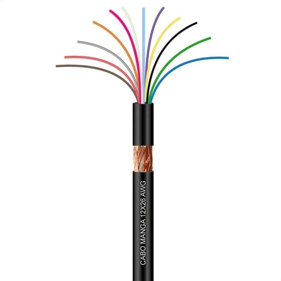 Imagem de Cabo Manga 12x26 AWG - com Blindagem Preto - 50 Metros