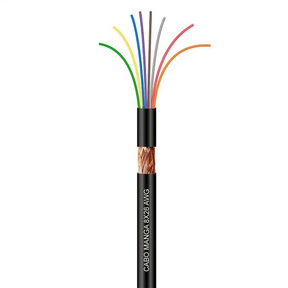 Imagem de Cabo Manga 8x26 AWG - com Blindagem Preto - 1 Metro