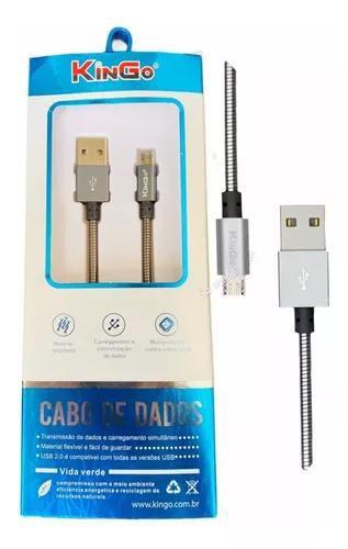 Imagem de Cabo Metal Micro Usb V8 Kingo para Samsung galaxy A10s J2 J3 J4 J5