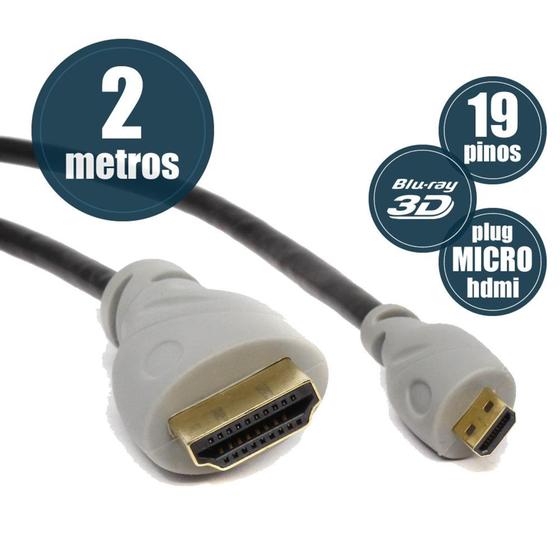 Imagem de Cabo Micro HDMI para HDMI 2.0 UltraHD 4K 3D - Chip sce