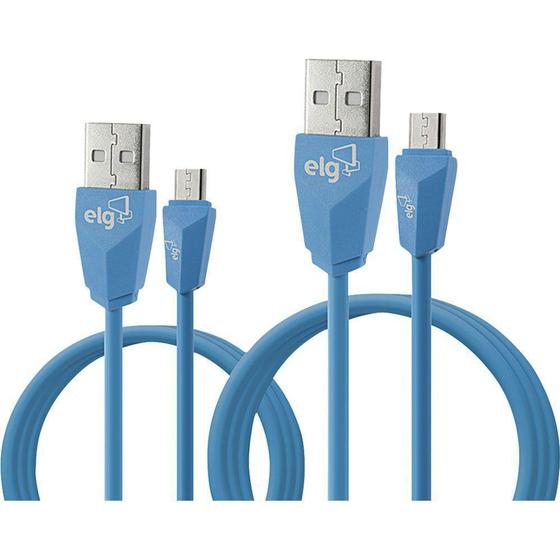 Imagem de Cabo Micro USB com 2 Peças 1m/2m ELG Azul