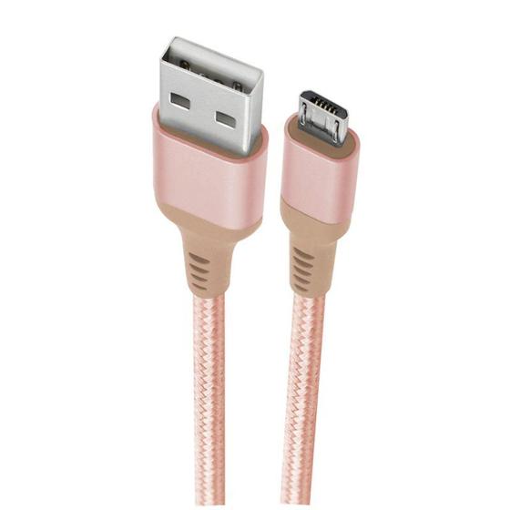 Imagem de Cabo Micro USB Geonav Essential Nylon Trançado 1M Rosa