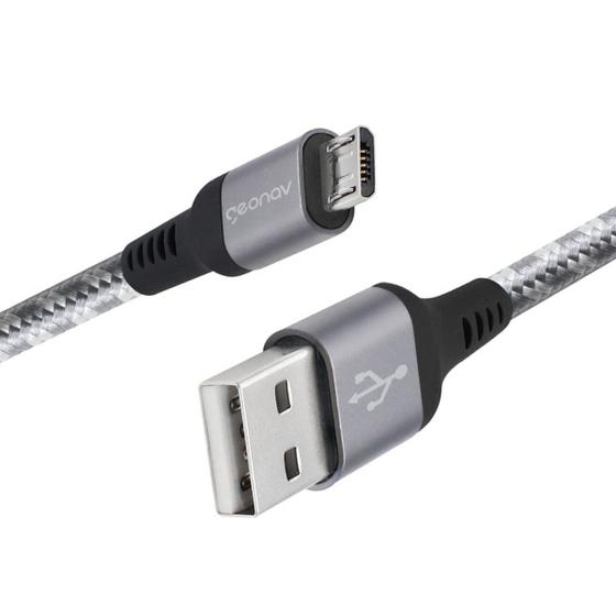 Imagem de Cabo micro usb nylon trançado reforçado 1,5m cinza geonav original