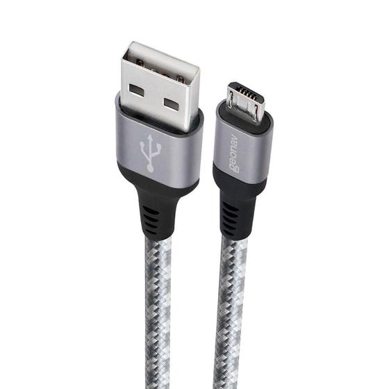 Cabo micro usb nylon trançado reforçado 1,5m cinza geonav Menor preço em Cabo micro usb nylon trançado reforçado 1,5m cinza geonav