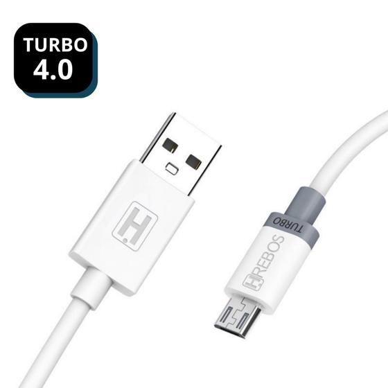 Imagem de Cabo micro usb turbo Reforçado 1,2 Metro Hrebos hs-068 Compatível com Moto C Plus Moto X