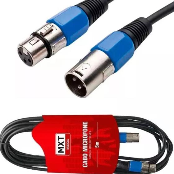 Imagem de Cabo Microfone Xlr Canon Macho E Fêmea Balanceado 5 Mts / MXT