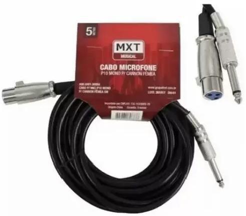 Imagem de Cabo Microfone XLR/P10m + cannon femea 5M