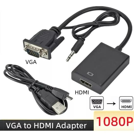 Imagem de Cabo Mini Conversor Vga Para Hdmi Com Áudio E Vídeo Full Hd