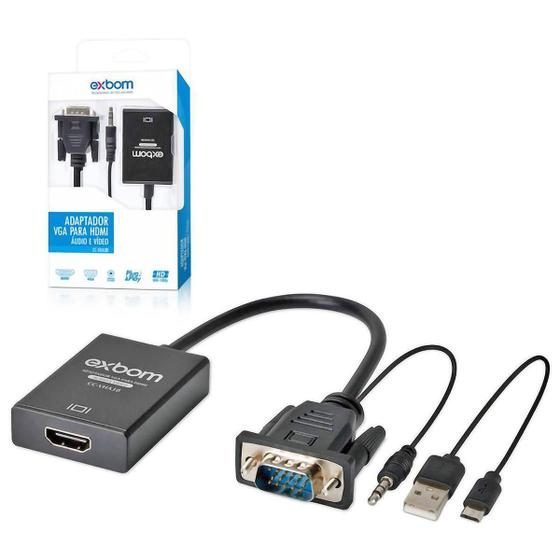 Cabo Mini Convesor Vga Hdmi Áudio E Vídeo Full Hd Exbom Menor preço em Cabo Mini Convesor Vga Hdmi Áudio E Vídeo Full Hd Exbom
