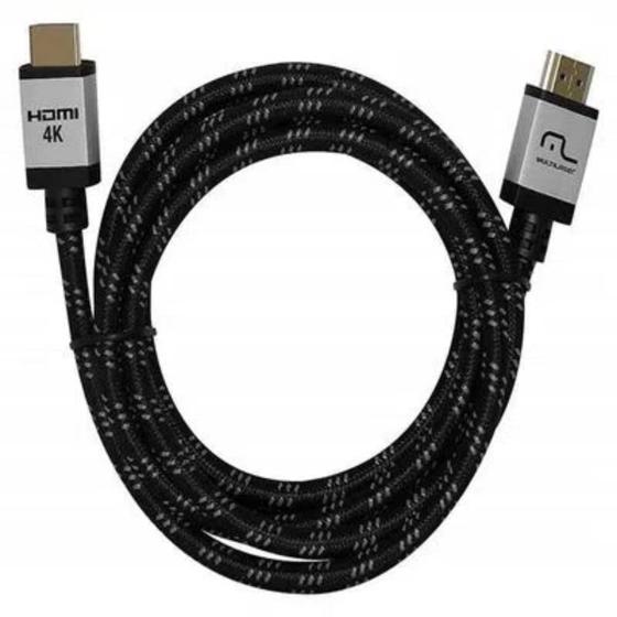 Imagem de Cabo Monitor HDMI M/M 3M Versão 2.0 4K  Material Rígido Banhado a Ouro Resistente Cor Preto  WI296 - Multilaser