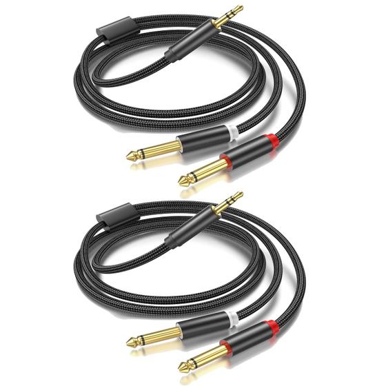 Imagem de Cabo Mono Breakout TRS 3,5mm para 2x 6,35mm (1/4 TS) - Pacote com 2