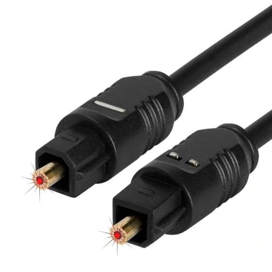 Imagem de Cabo Óptico Fibra Óptica Toslink 1,5 Metros para Transmissão de Áudio Vídeo Game Tv Home Theater