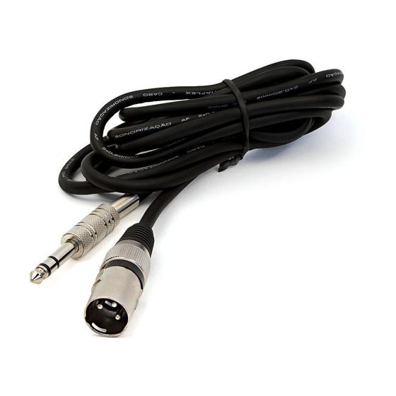 Imagem de Cabo P10 Para Xlr Macho Preto Estereo - 10 Metros