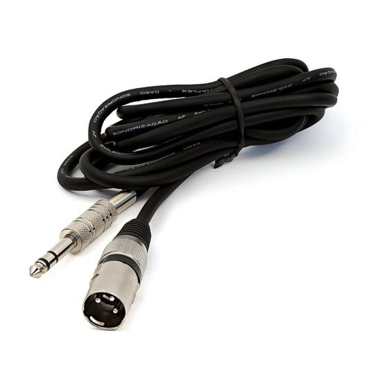 Imagem de Cabo P10 para XLR Macho Preto Estereo - 3 Metros