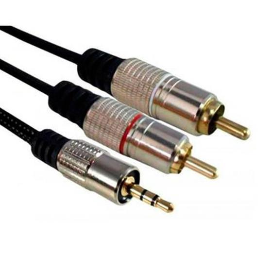 Imagem de Cabo P2 Estereo + 2 Rca Profissional Dourado 24K 5M