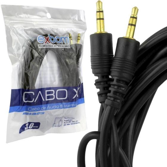 Imagem de Cabo P2 para P2 Estereo com 3 Metros EXBOM CBX-A2P230 EXBOM
