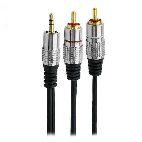 Cabo P2+rca Fitz P2 Estéreo X 2 Rca Macho Plug Metal 5 M - CHIP SCE Imagem de Cabo P2+rca Fitz P2 Estéreo X 2 Rca Macho Plug Metal 5 M