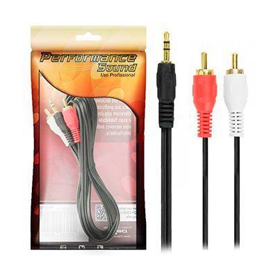 Cabo p2+rca gold - p2 estereo + 2 rca macho - 1.80 metros Menor preço em Cabo p2+rca gold - p2 estereo + 2 rca macho - 1.80 metros