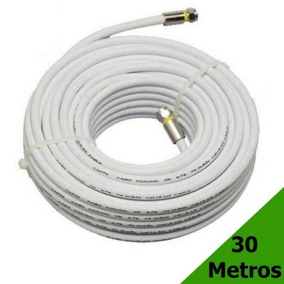 Imagem de Cabo para Antena de TV 30 Metros Montado Cabo Coaxial RG6 95% Malha 75 OHMS