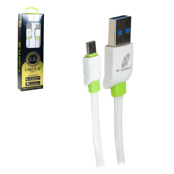 Imagem de Cabo para celular flat usb x tipo c 3,0a x-cell 1m