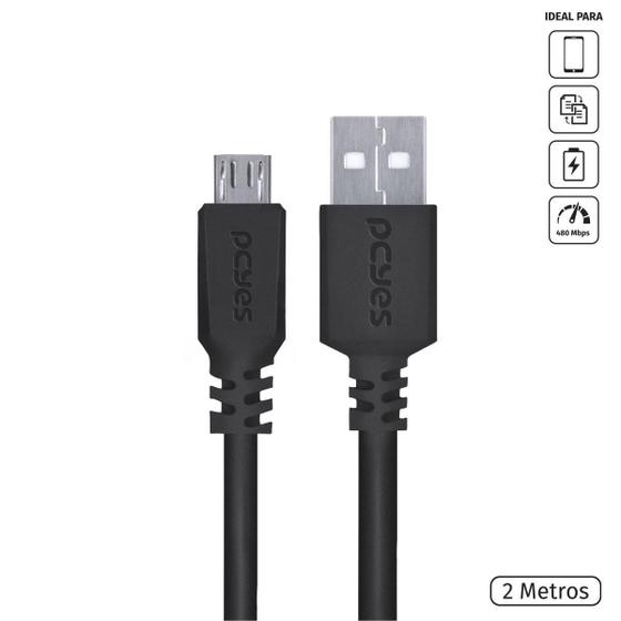 Imagem de Cabo Para Celular Smartphone Micro Usb Para Usb A 2.0 2M