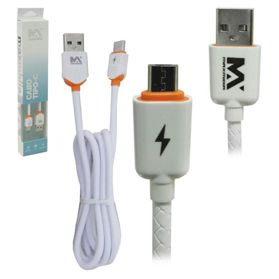 Imagem de Cabo para celular usb x tipo c 3,1a maxmidia branco 1m na caixa - DYNASTY