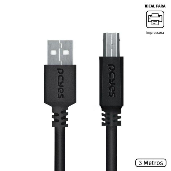 Imagem de Cabo para Impressora USB a 2.0 Macho para USB B 2.0 Macho  3 Metros - PUABM2-3 - PCYES