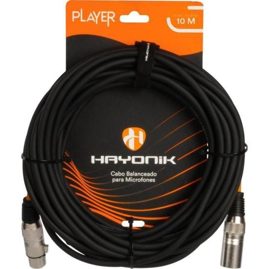 Imagem de Cabo Para Microfone Player XLR(F) x XLR(M) 10m Preto Hayonik